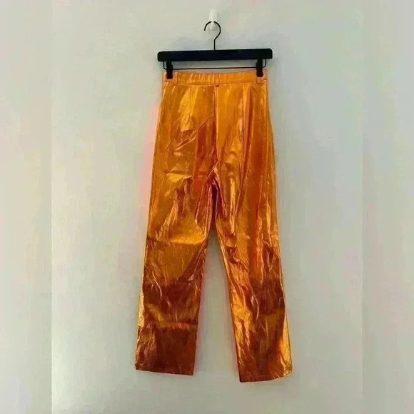 LROSEY Orange Metallic Pants - Picture 4 of 5